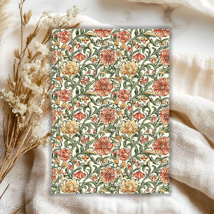 Jugendstil Morris Pastellgrün Pfirsichblüte Blume Seidenpapier