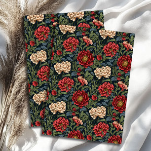 Jugendstil Morris Rot Blume Pastellblau Seidenpapier