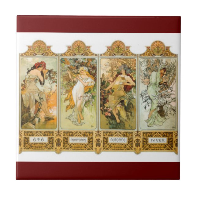 Jugendstil Mucha Fliese (Vorderseite)