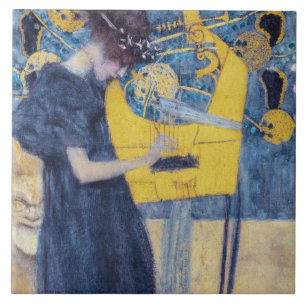 Jugendstil "Musik I" Gemälde von Gustav Klimt Fliese