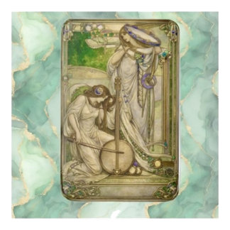 Jugendstil Musikmädchen Vintage-Illustration Badematte
