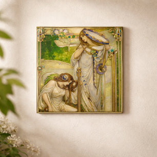 Jugendstil Musikmädchen Vintage-Illustration Fliese