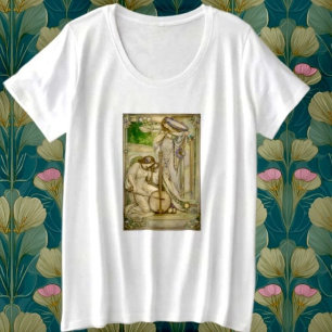 Jugendstil Musikmädchen Vintage-Illustration Große Größe T-Shirt