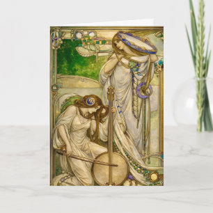 Jugendstil Musikmädchen Vintage-Illustration Karte