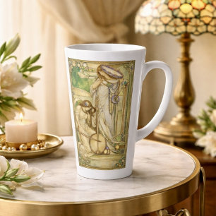 Jugendstil Musikmädchen Vintage-Illustration Milchtasse