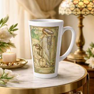 Jugendstil Musikmädchen Vintage-Illustration Milchtasse