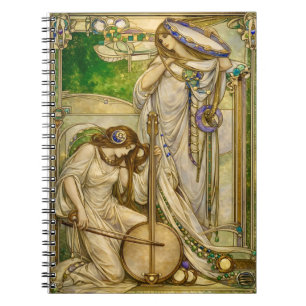 Jugendstil Musikmädchen Vintage-Illustration Notizblock