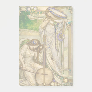 Jugendstil Musikmädchen Vintage-Illustration Post-it Klebezettel