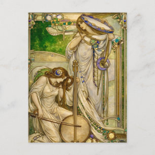 Jugendstil Musikmädchen Vintage-Illustration Postkarte