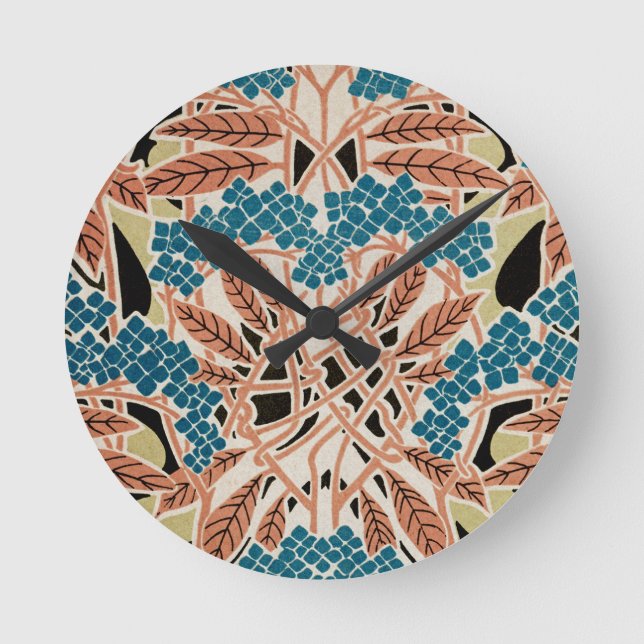 Jugendstil-Muster #12 Runde Wanduhr (Vorderseite)