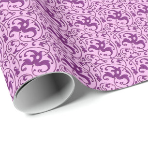 Jugendstil-Muster, Pflaume auf Orchideen Geschenkpapier