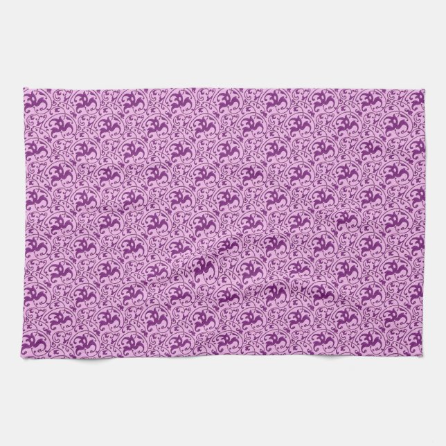 Jugendstil-Muster, Pflaume auf Orchideen Geschirrtuch (Horizontal)