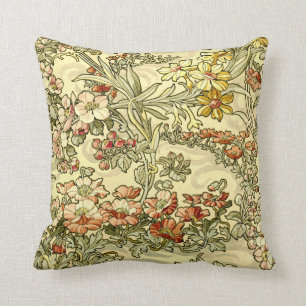 Jugendstil-Muster von Mucha mit floralen Motiven Kissen