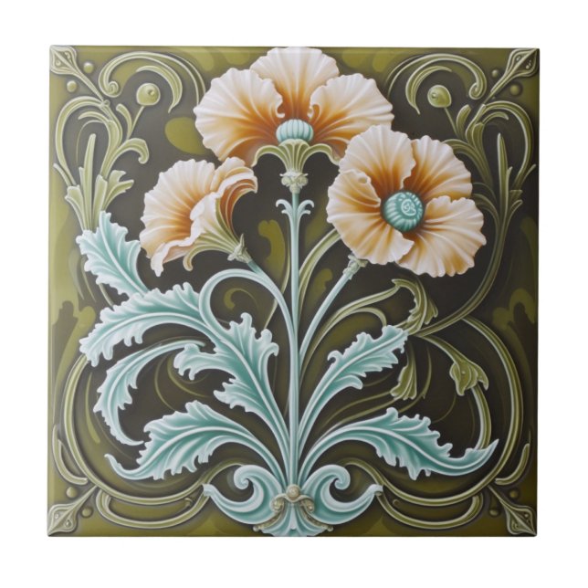 Jugendstil-Nachbildung Antike Keramikfliese (Vorderseite)