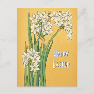 Jugendstil-Narzissenblumen – Ostern Postkarte