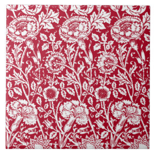 Jugendstil-Nelke-Damaskus, Rot und Weiß Fliese