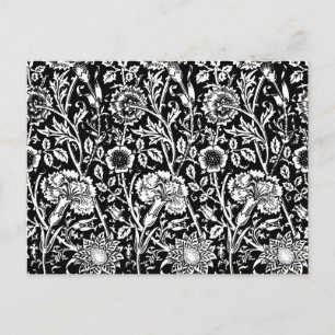 Jugendstil-Nelke-Damaskus, Schwarz und Weiß Postkarte