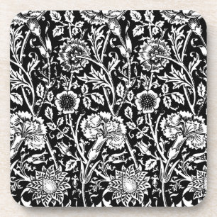 Jugendstil-Nelke-Damaskus, Schwarz und Weiß Untersetzer