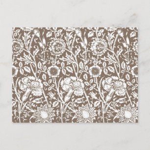 Jugendstil-Nelke-Damaskus, Taupe und Weiß Postkarte