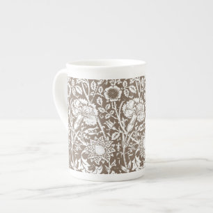 Jugendstil-Nelke-Damaskus, Taupe und Weiß Prozellantasse