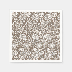 Jugendstil-Nelke-Damaskus, Taupe und Weiß Serviette