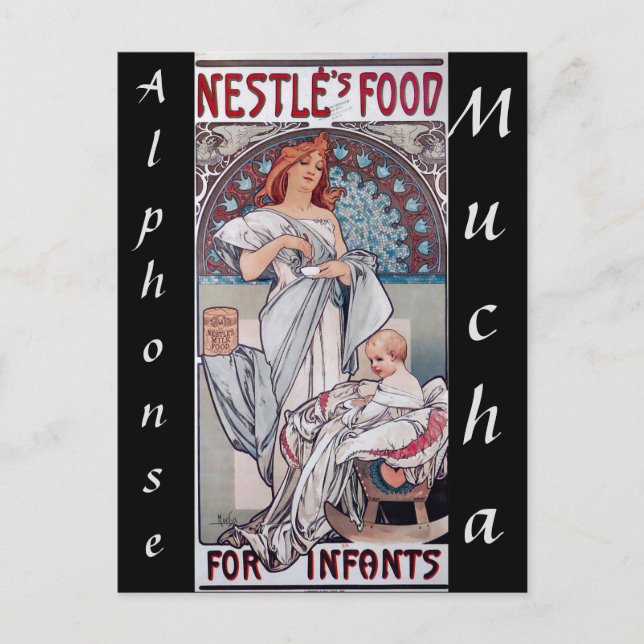 Jugendstil, Nestle Babynahrung von Alphonse Mucha Postkarte (Vorderseite)