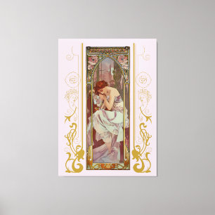 Jugendstil-Night's Erholung von Alphonse Mucha Leinwanddruck