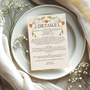 Jugendstil Orange Blume Grüne Hochzeiten Details Begleitkarte