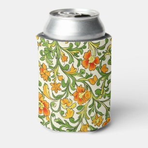 Jugendstil orange-gelbes Blumenmuster Dosenkühler
