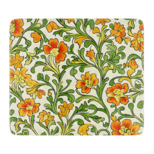 Jugendstil orange-gelbes Blumenmuster Schneidebrett