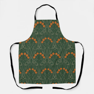 Jugendstil Orange Rosen und geschwungene Stiele Schürze