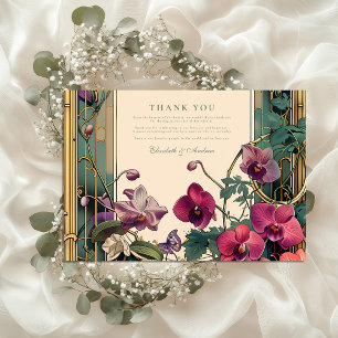 Jugendstil-Orchideenrahmen-Hochzeit Dankeskarte