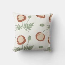 Jugendstil-Organisches-Mohn-Wurfkissen