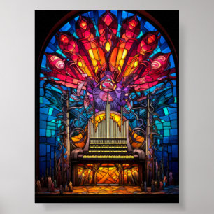 Jugendstil-Orgel-Buntglasdesign Poster