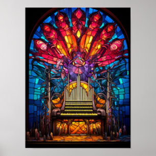 Jugendstil-Orgel-Buntglasdesign Poster
