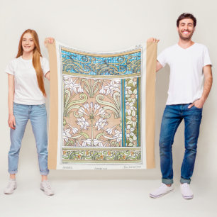 Jugendstil-Osterglocke Verneui Textil Floralkunst Fleecedecke