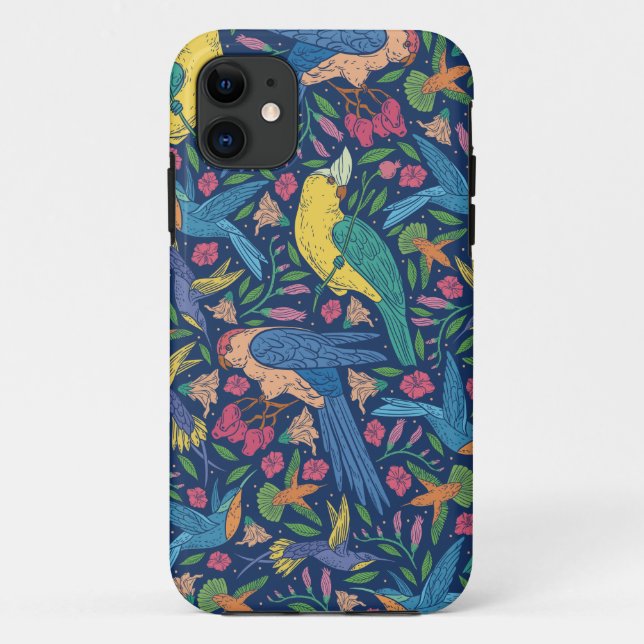 Jugendstil-Papageienmuster Case-Mate iPhone Hülle (Rückseite)