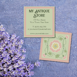 Jugendstil-Pasta Pink Green Square Business Card Quadratische Visitenkarte