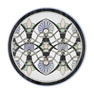 Jugendstil-Pastell-Muscheln, Lilien und Schwarze A Schneidebrett