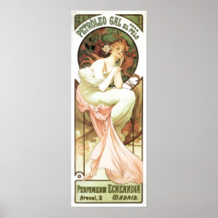 Jugendstil Petroleum gal Madrid Alphonse Mucha Poster