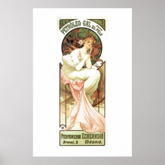 Jugendstil Petroleum gal Madrid Alphonse Mucha Poster (Vorne)