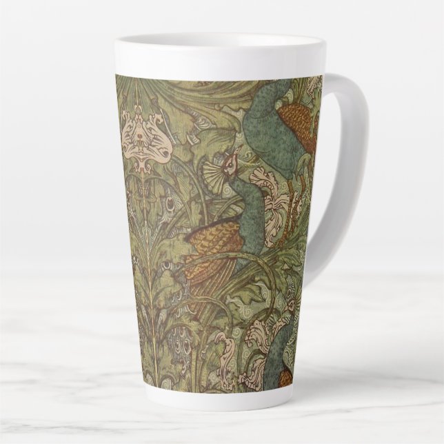 Jugendstil-Pfau-Blume-Jacquard Milchtasse (Rechte Ecke)