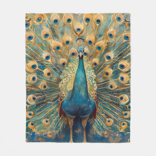 Jugendstil Pfau Fleecedecke