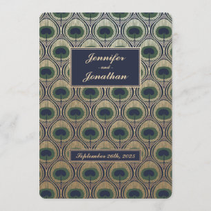 Jugendstil Pfau Hochzeits Einladungen Goldfolie