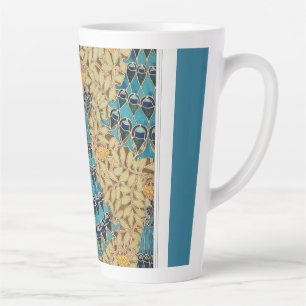 Jugendstil Pfau Textil Deco Verneuil Blau  Milchtasse