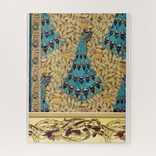Jugendstil Pfau Textil Deco Verneuil Blau Puzzle