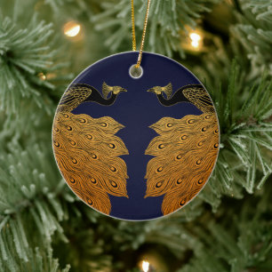 Jugendstil Pfau Will Bradley Keramik Ornament