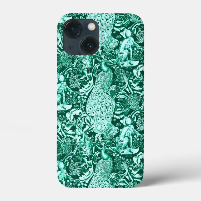 Jugendstil-Pfauendruckerei, Türkis und Aqua Case-Mate iPhone Hülle (Rückseite)