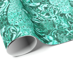 Jugendstil-Pfauendruckerei, Türkis und Aqua Geschenkpapier