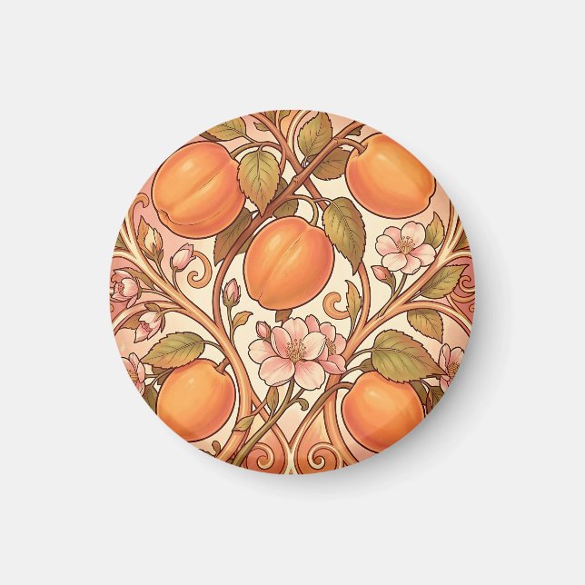 Jugendstil-Pfirsichblüten-Ornament Magnet (Vorne)